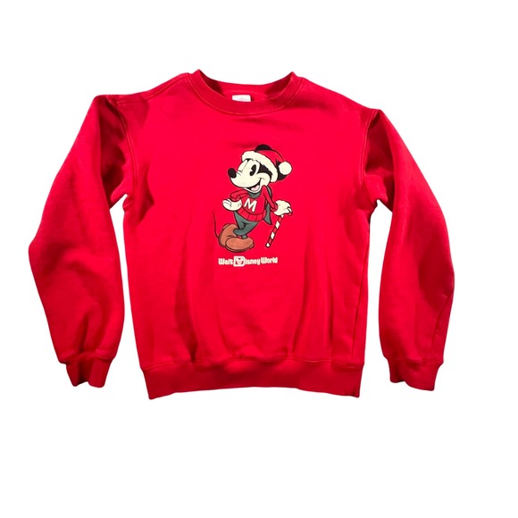 Disney Other - Disney Sweatshirt Unisex Small Red Santa Mickey Walt Disney World Christmas